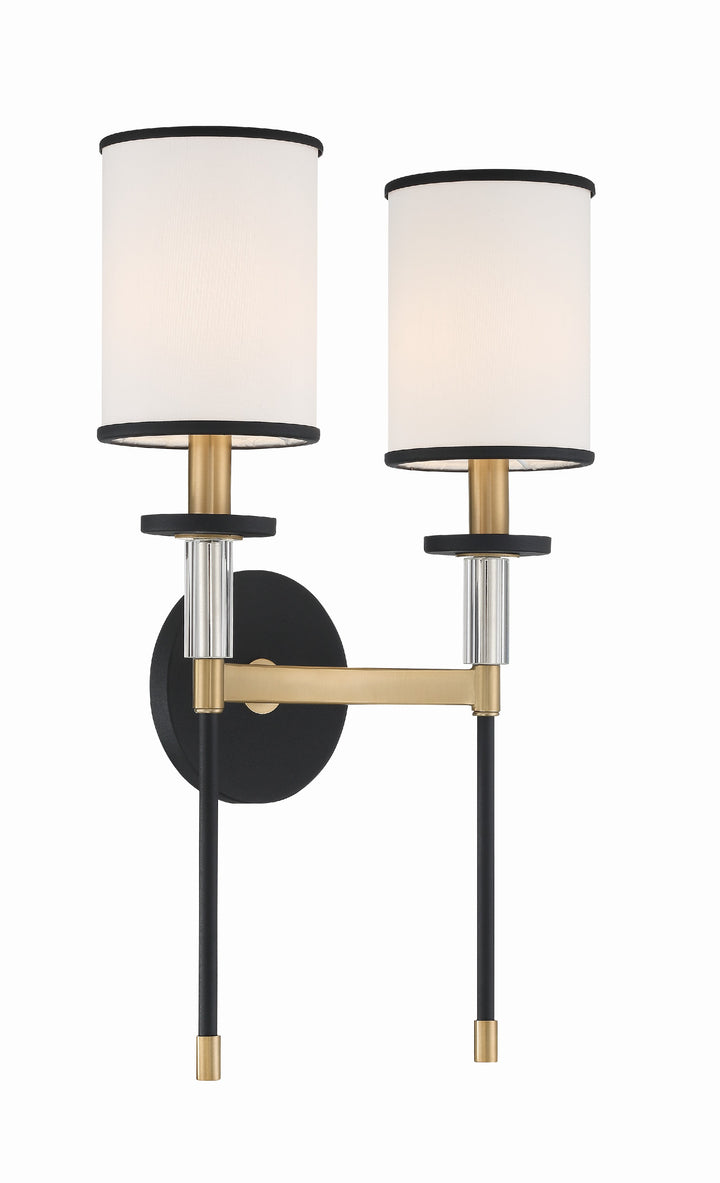 Crystorama Hatfield 2 Light Black Forged + Vibrant Gold Sconce