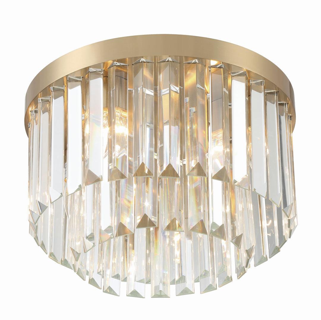 Crystorama Hayes 4 Light Aged Brass Flush Mount