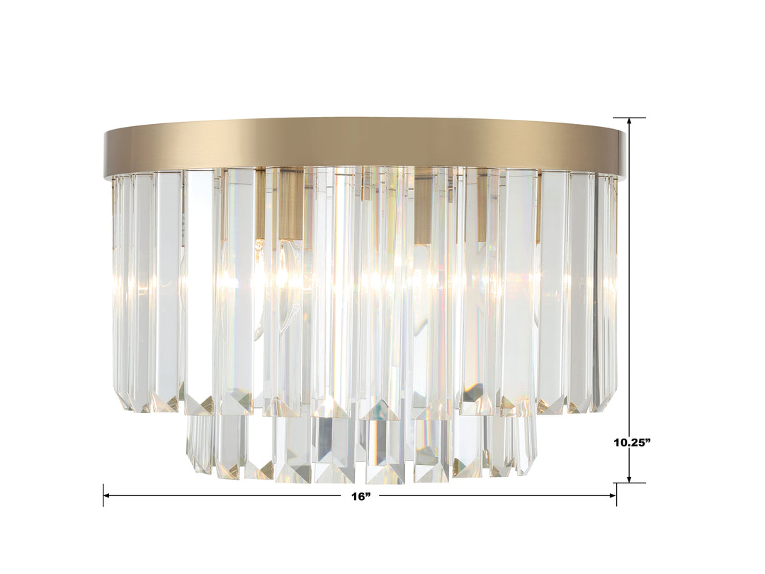 Crystorama Hayes 4 Light Aged Brass Flush Mount