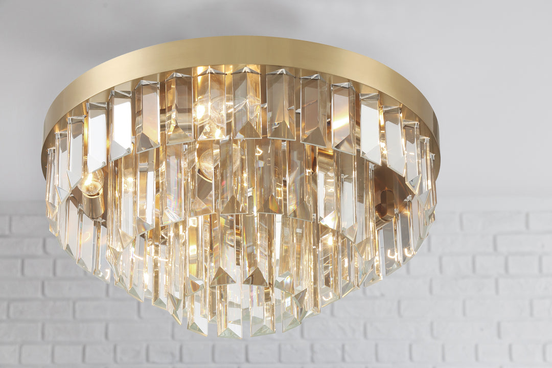 Crystorama Hayes 8 Light Aged Brass Flush Mount