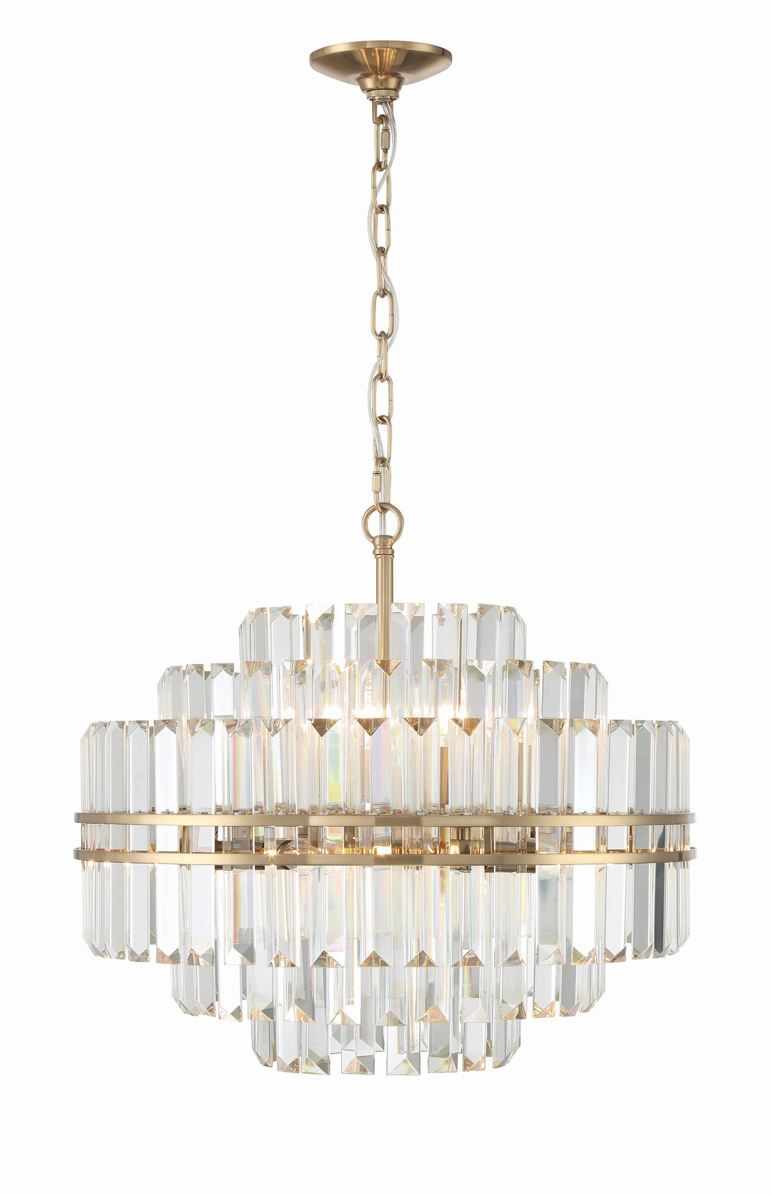 Crystorama Hayes 12 Light Aged Brass Chandelier