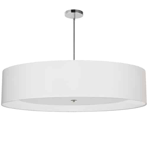 Dainolite 6 Light Polished Chrome Helena Pendant w/ Black Shade and White Fabric Diffuser