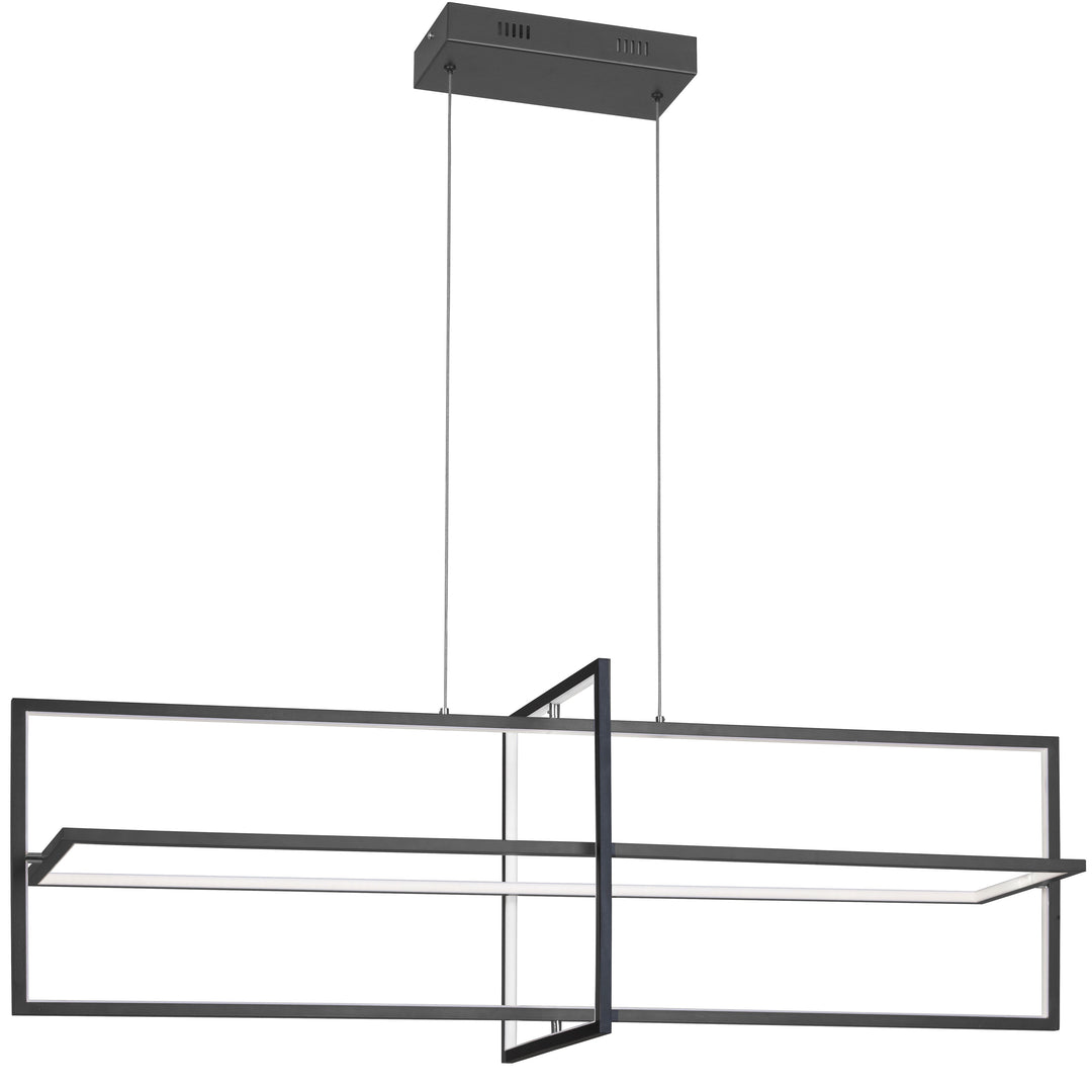 Dainolite 55W Horizontal Matte Black Chandelier w/ White Acrylic Diffuser