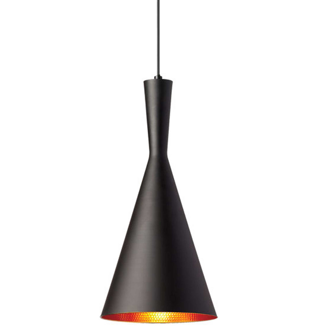 Dainolite 1 Light Incandescent Pendant, Matte Black w/Gold Pebbled Interior