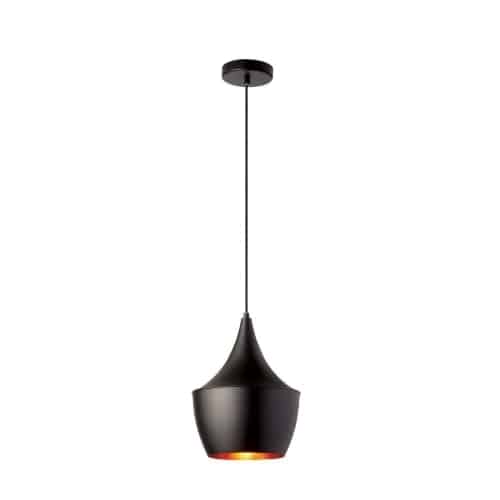 Dainolite 1 Light Pendant, Matte Black / Gold