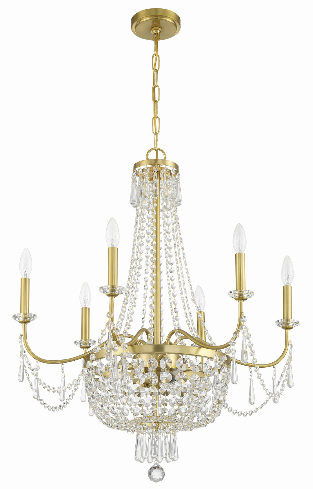 Crystorama Haywood 9 Light Aged Brass Chandelier