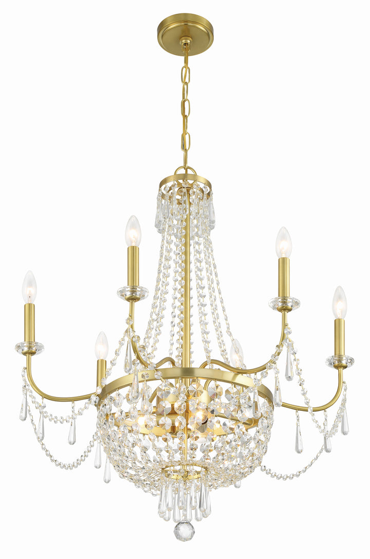 Crystorama Haywood 9 Light Aged Brass Chandelier