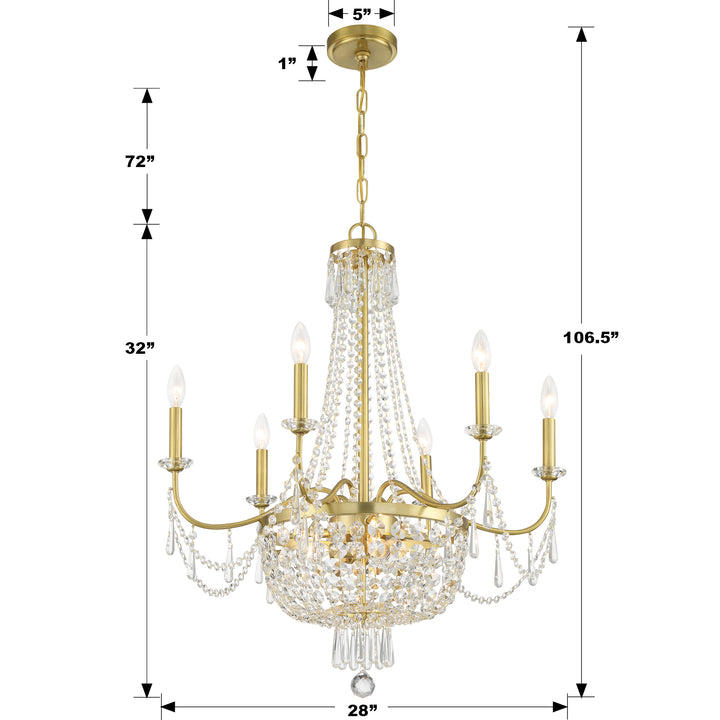 Crystorama Haywood 9 Light Aged Brass Chandelier