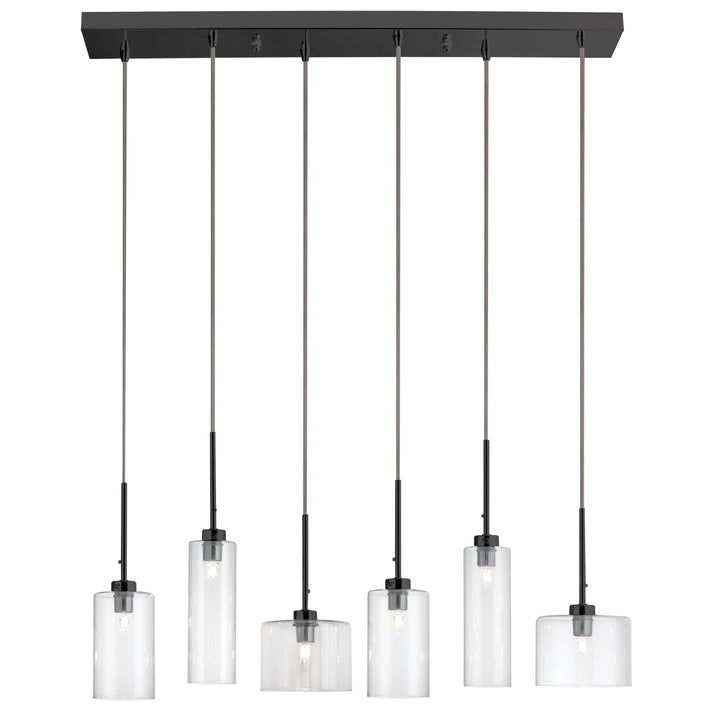 Dainolite 6 Light Halogen Horizontal Pendant, Aged Brass with Clear Glass