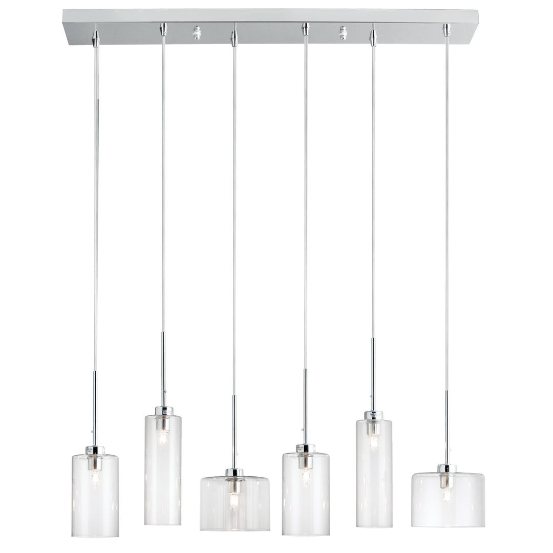 Dainolite 6 Light Halogen Horizontal Pendant, Aged Brass with Clear Glass