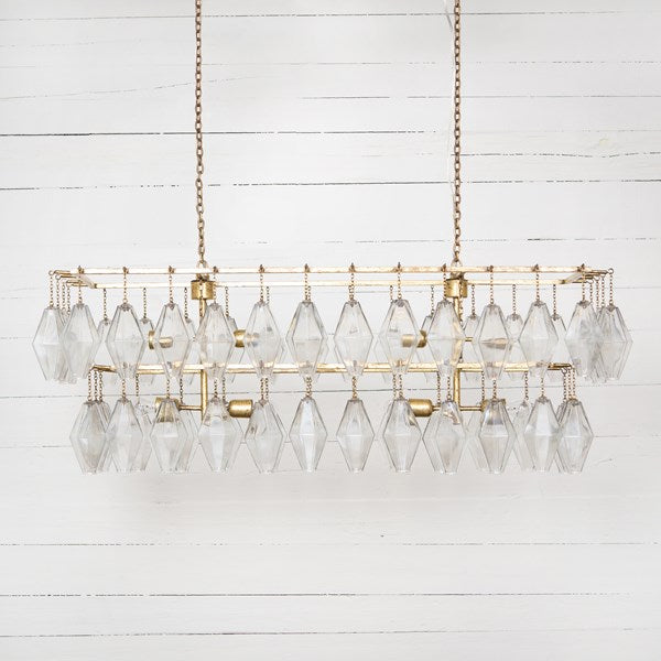 Adeline Rectangular Chandelier-Gold Leaf