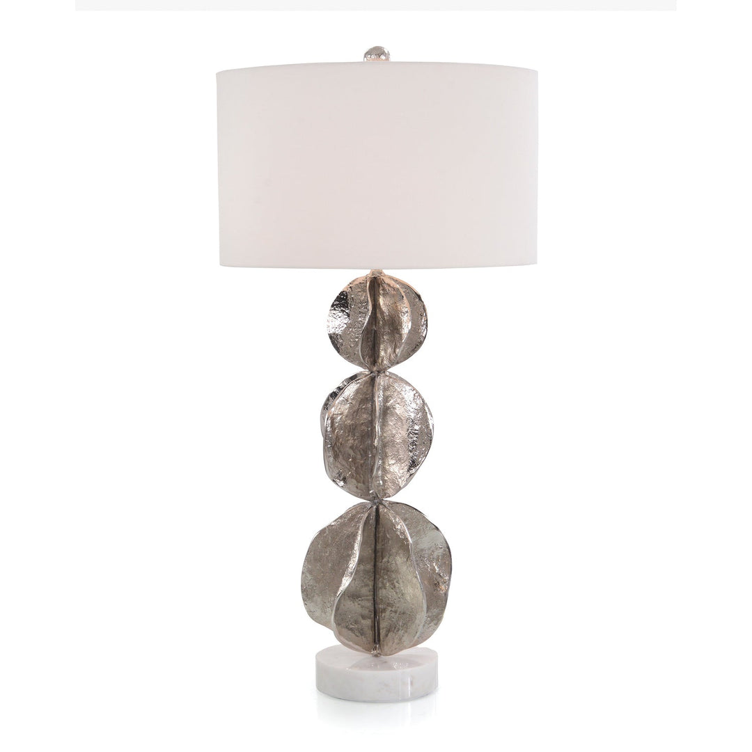 Three Flowing Wave Spheres Nickel Table Lamp