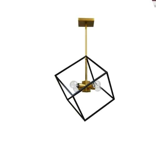 Dainolite 4 Light Pendant, Polished Chrome / Matte Black Finish