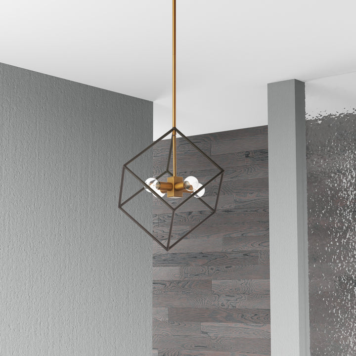 Dainolite 4 Light Pendant, Polished Chrome / Matte Black Finish