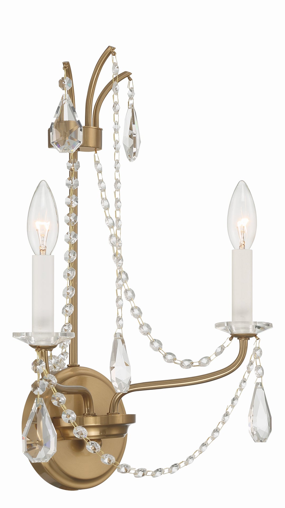 Crystorama Karrington 2 Light Aged Brass Sconce