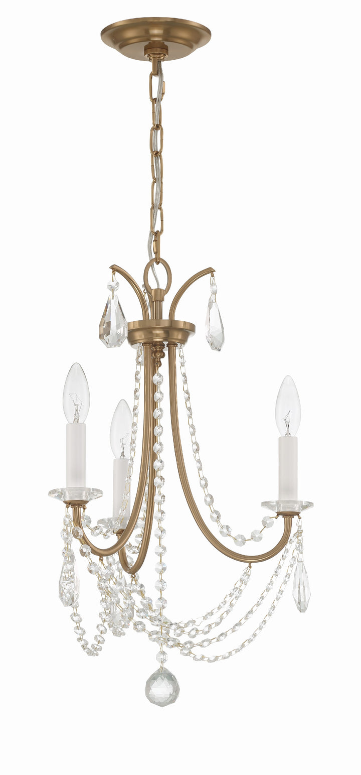 Crystorama Karrington 3 Light Aged Brass Mini Chandelier