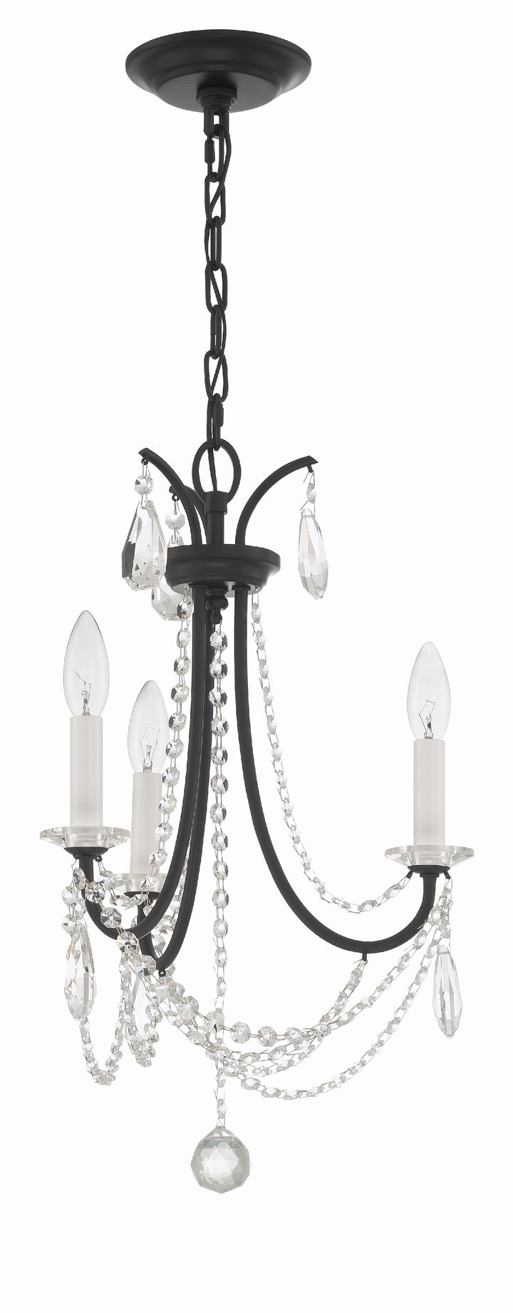 Crystorama Karrington 3 Light Aged Brass Mini Chandelier