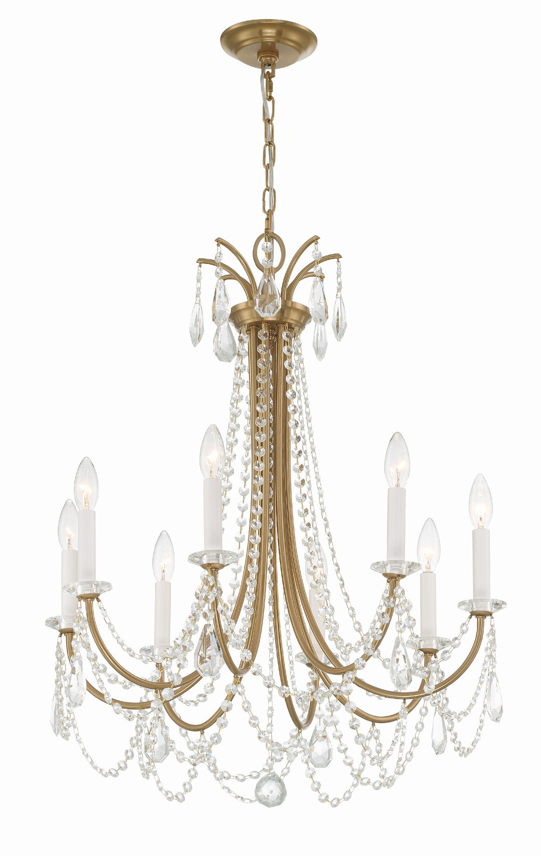 Crystorama Karrington 8 Light Aged Brass Chandelier