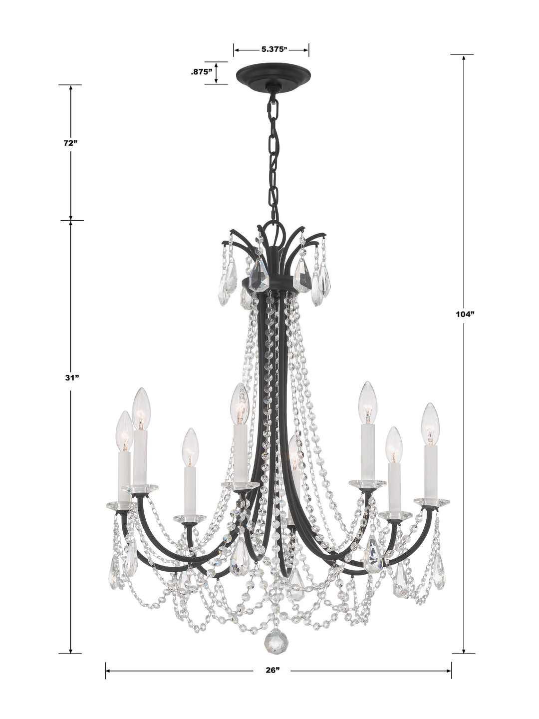 Crystorama Karrington 8 Light Aged Brass Chandelier