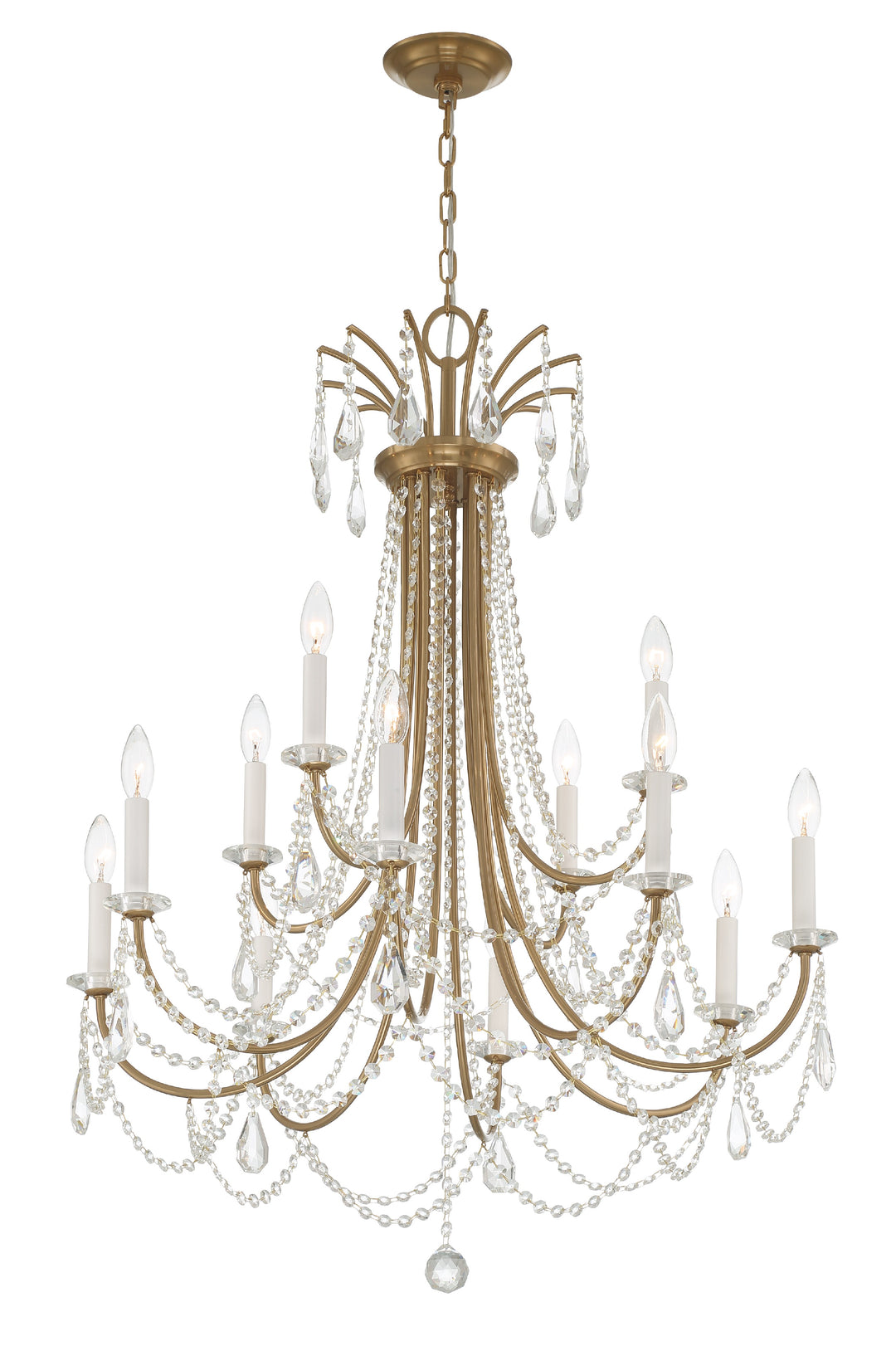 Crystorama Karrington 12 Light Aged Brass Chandelier