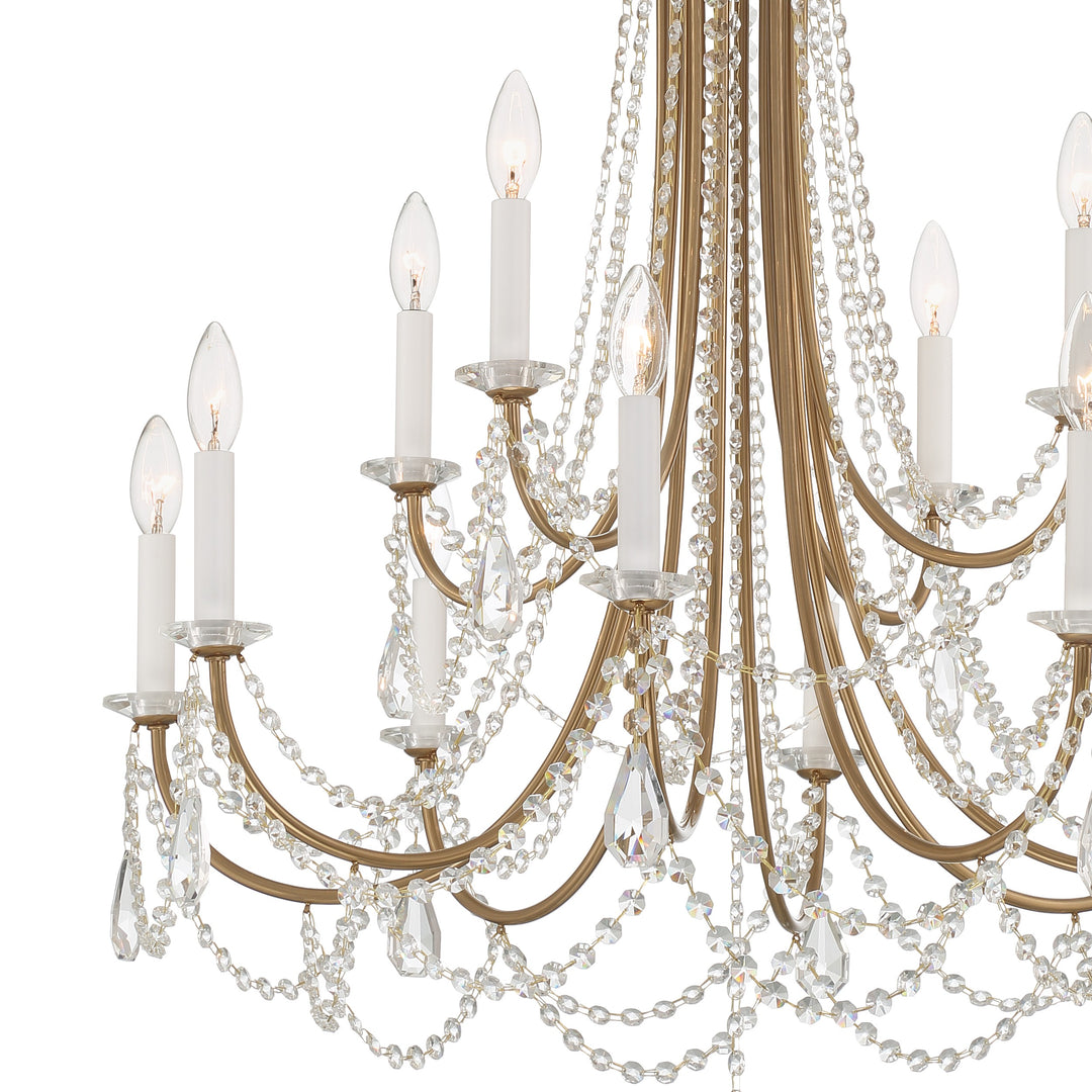 Crystorama Karrington 12 Light Aged Brass Chandelier