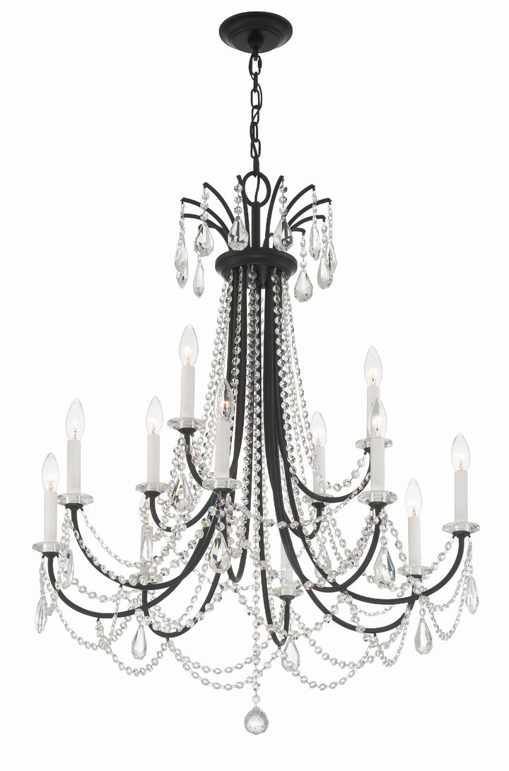 Crystorama Karrington 12 Light Aged Brass Chandelier