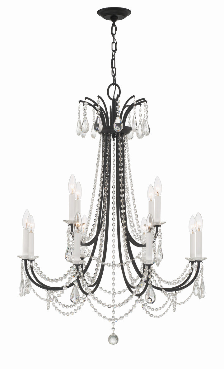 Crystorama Karrington 12 Light Aged Brass Chandelier