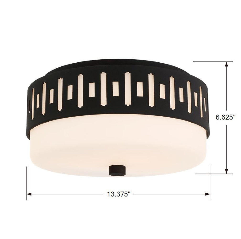 Crystorama Keaton 2 Light Black Forged Flush Mount