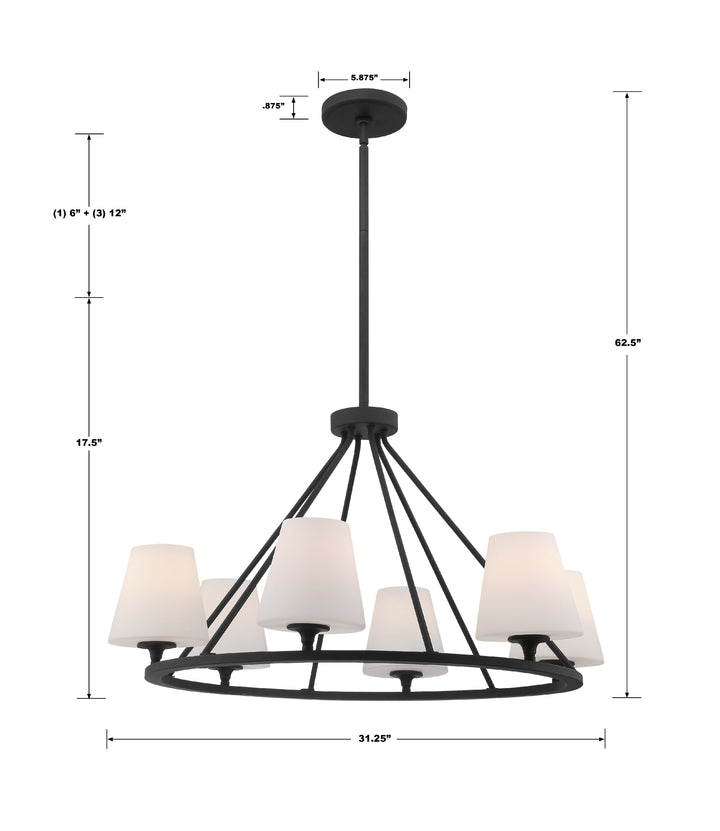 Crystorama Keenan 6 Light Black Forged Chandelier