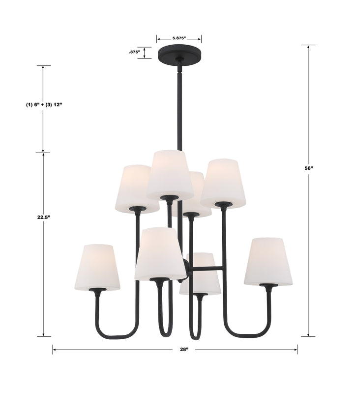 Crystorama Keenan 8 Light Black Forged Chandelier