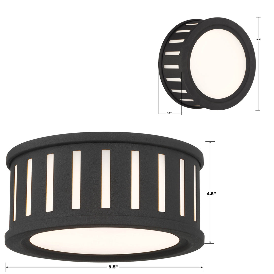 Crystorama Kendal 2 Light Black Forged Flush Mount