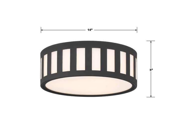 Crystorama Kendal 3 Light Black Forged Flush Mount