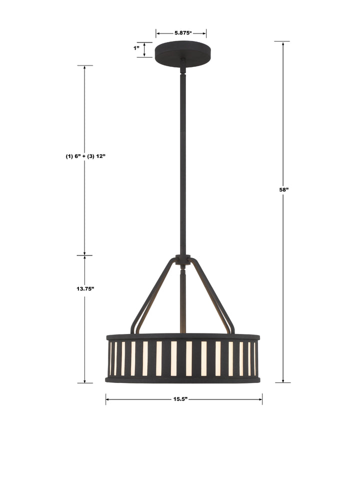 Crystorama Kendal 3 Light Black Forged Mini Chandelier