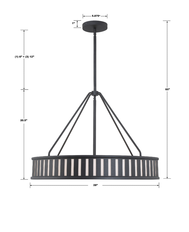 Crystorama Kendal 6 Light Black Forged Chandelier