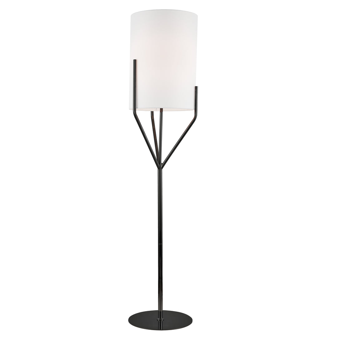 Dainolite 1 Light Incandescent Floor Lamp, Matte Black with White Shade