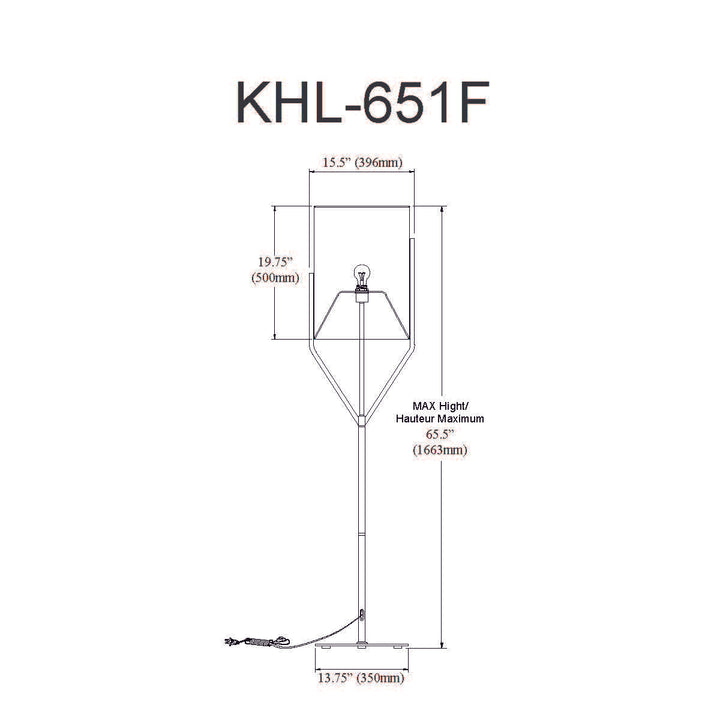 Dainolite 1 Light Incandescent Floor Lamp, Matte Black with White Shade