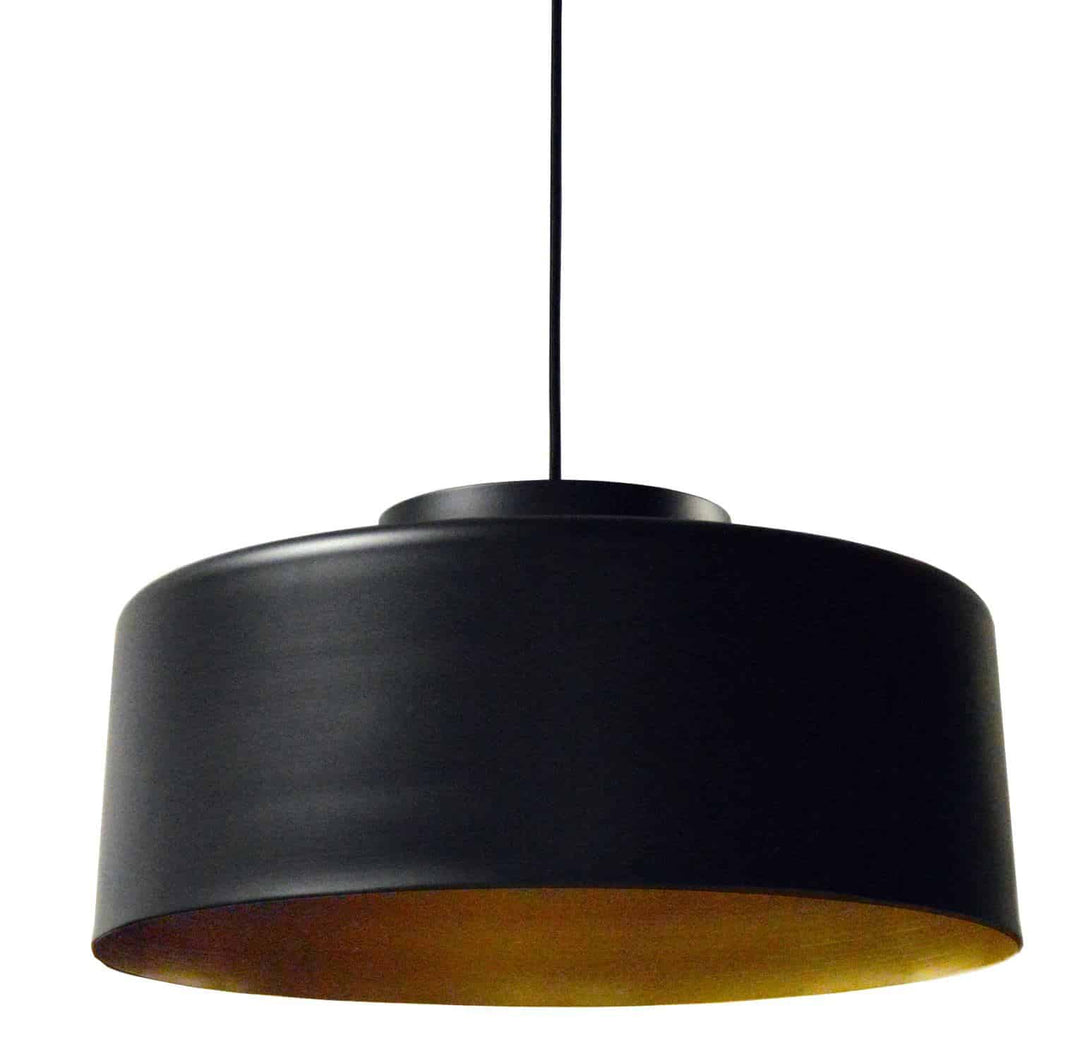 Dainolite 1 Light Metal Pendant, Black and Gold Finish