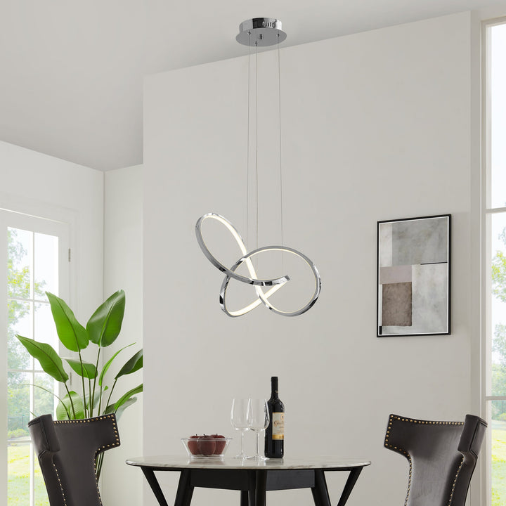 Knotted LED Dimmable Chandelier // Chrome