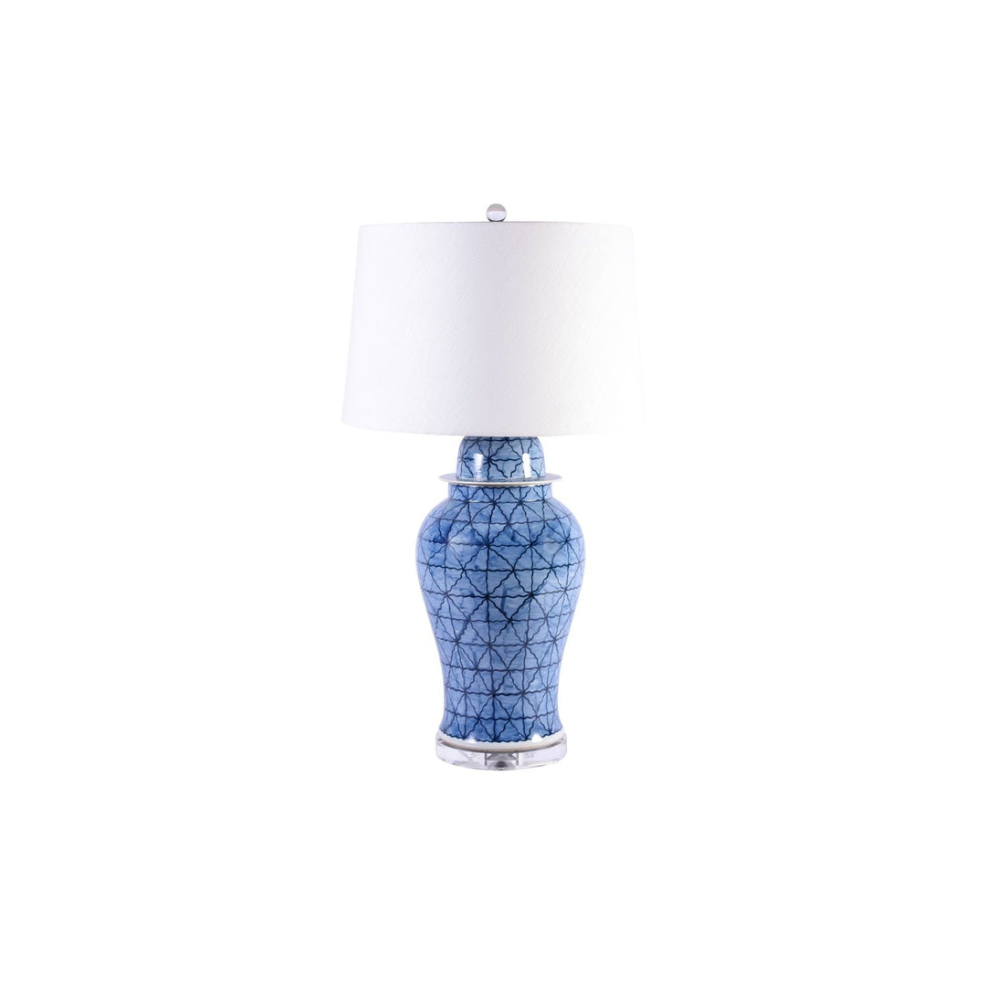 Blue And White Porcelain Chess Grids Table Lamp