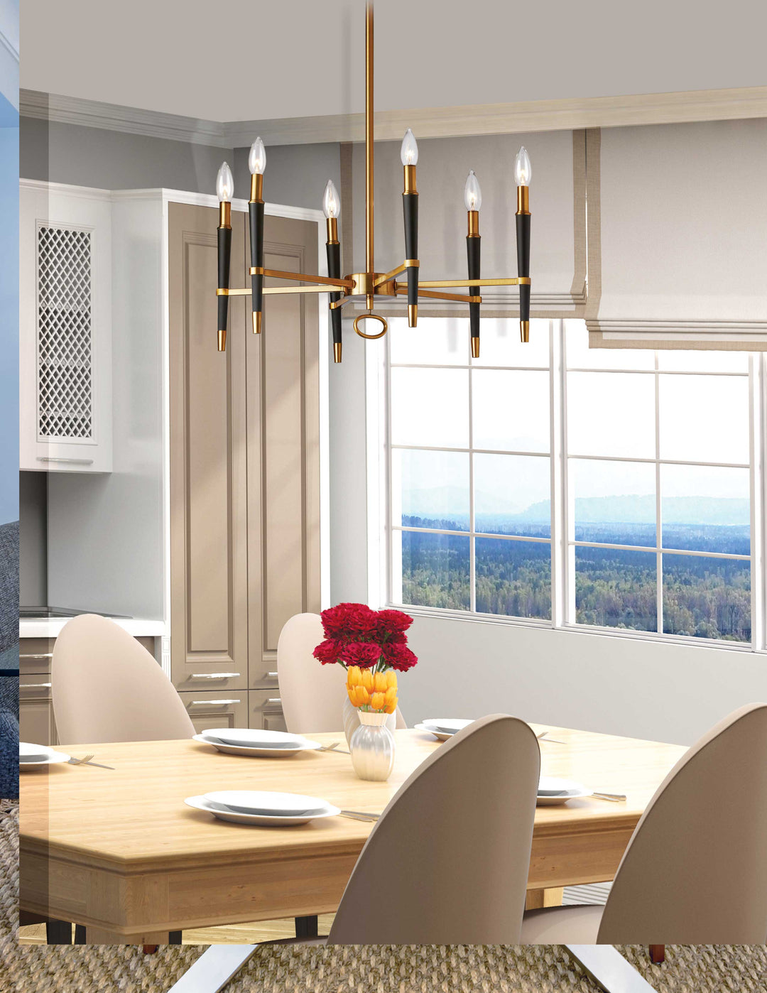 Dainolite 6 Light Incandescent Chandelier, Polished Chrome Finish