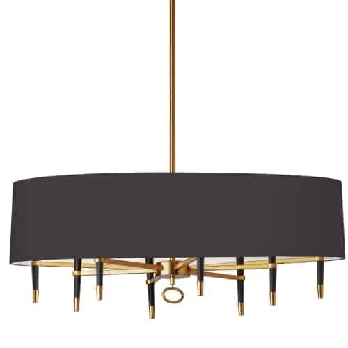 Dainolite 8 Light Incandescent Horizontal Chandelier, Vintage Bronze, Black Shade