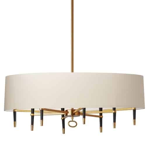 Dainolite 8 Light Incandescent Horizontal Chandelier, Vintage Bronze, Black Shade