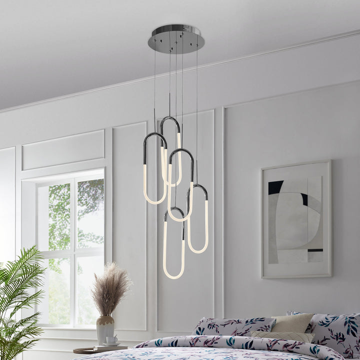 LED Five Clips Chandelier // Chrome