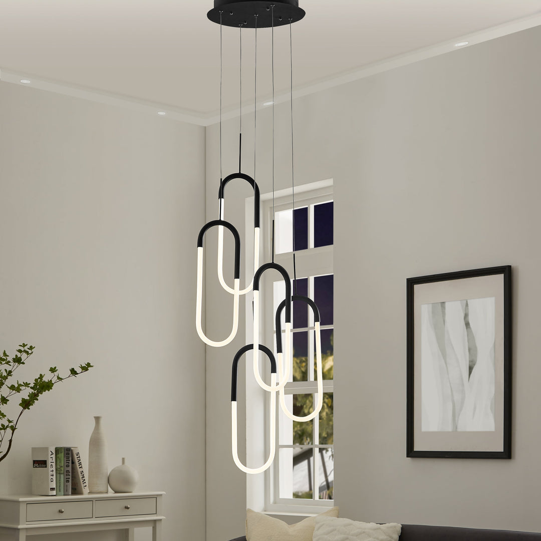 LED Five Clips Chandelier // Matte Black