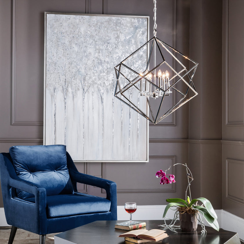 Euclid 6 Light Nickel Cube Pendant