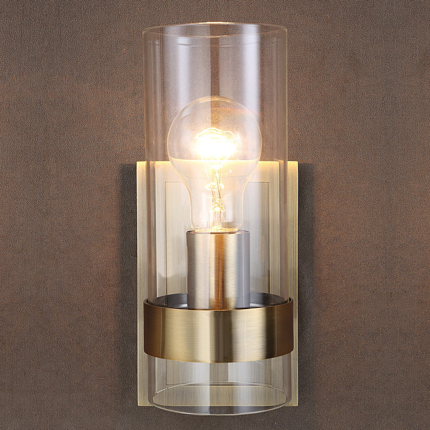 Cardiff Antique Brass 1 Light Cylinder Sconce