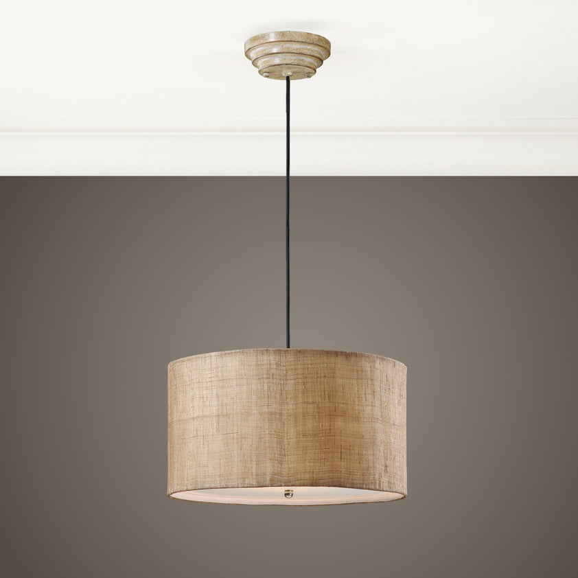 Dafina 3 Light Burlap Drum Pendant