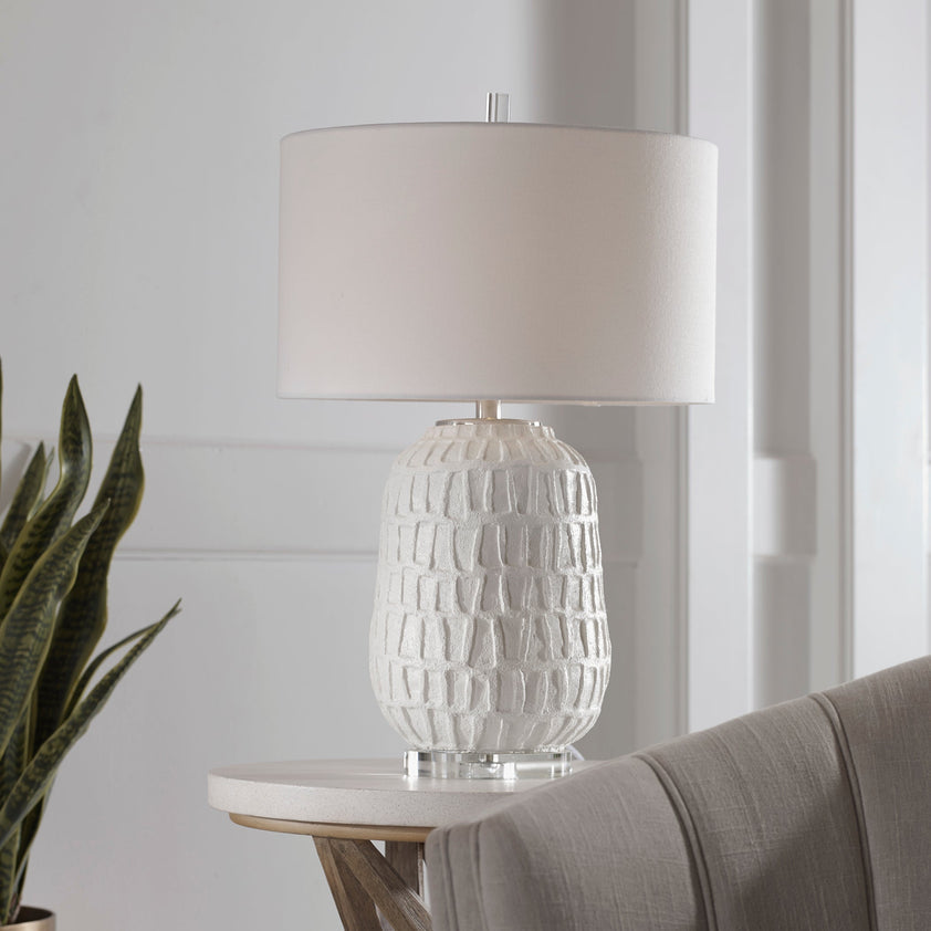 Caelina Textured White Table Lamp