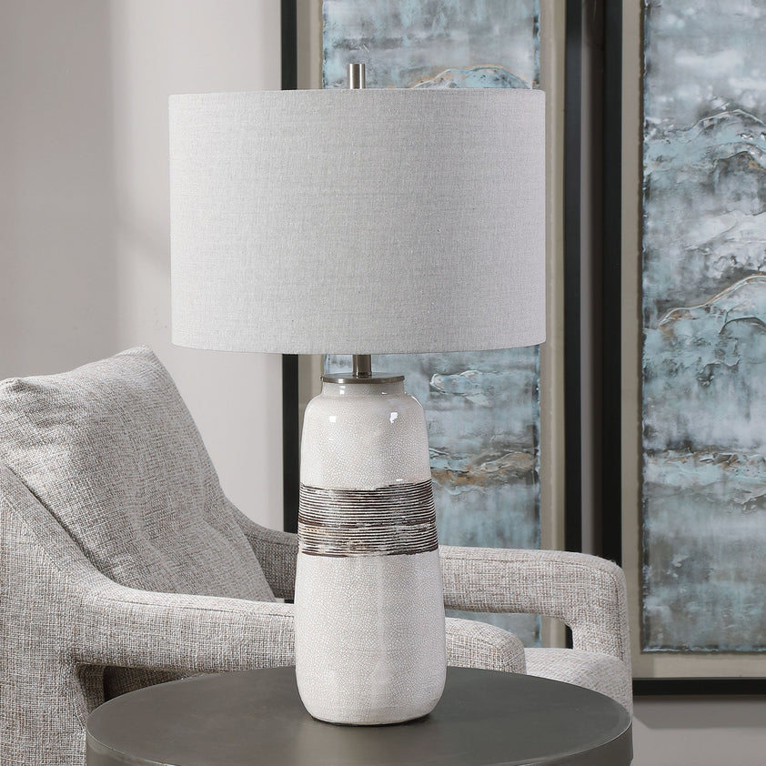 Comanche White Crackle Table Lamp