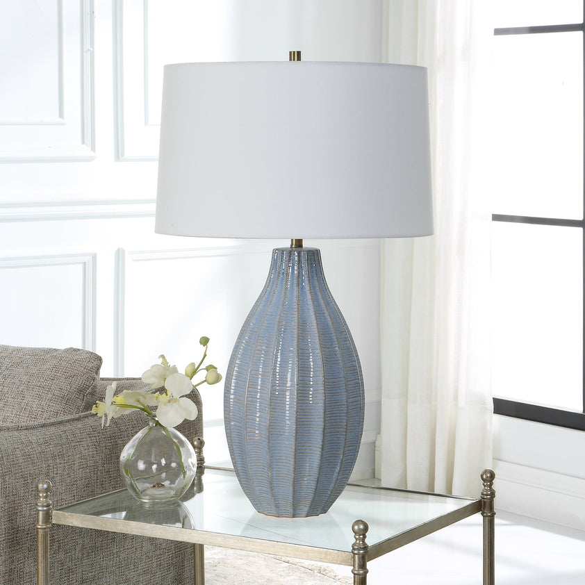 Veston Blue Glaze Table Lamp